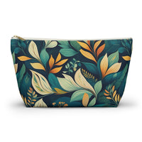 Golden Hour Foliage T-bottom Accessory Pouch – Elegant Botanical Print Organizer for Everyday Use