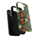 Emerald Crimson Garden iPhone Tough Case – Bold, Dual-Layer Floral Protection