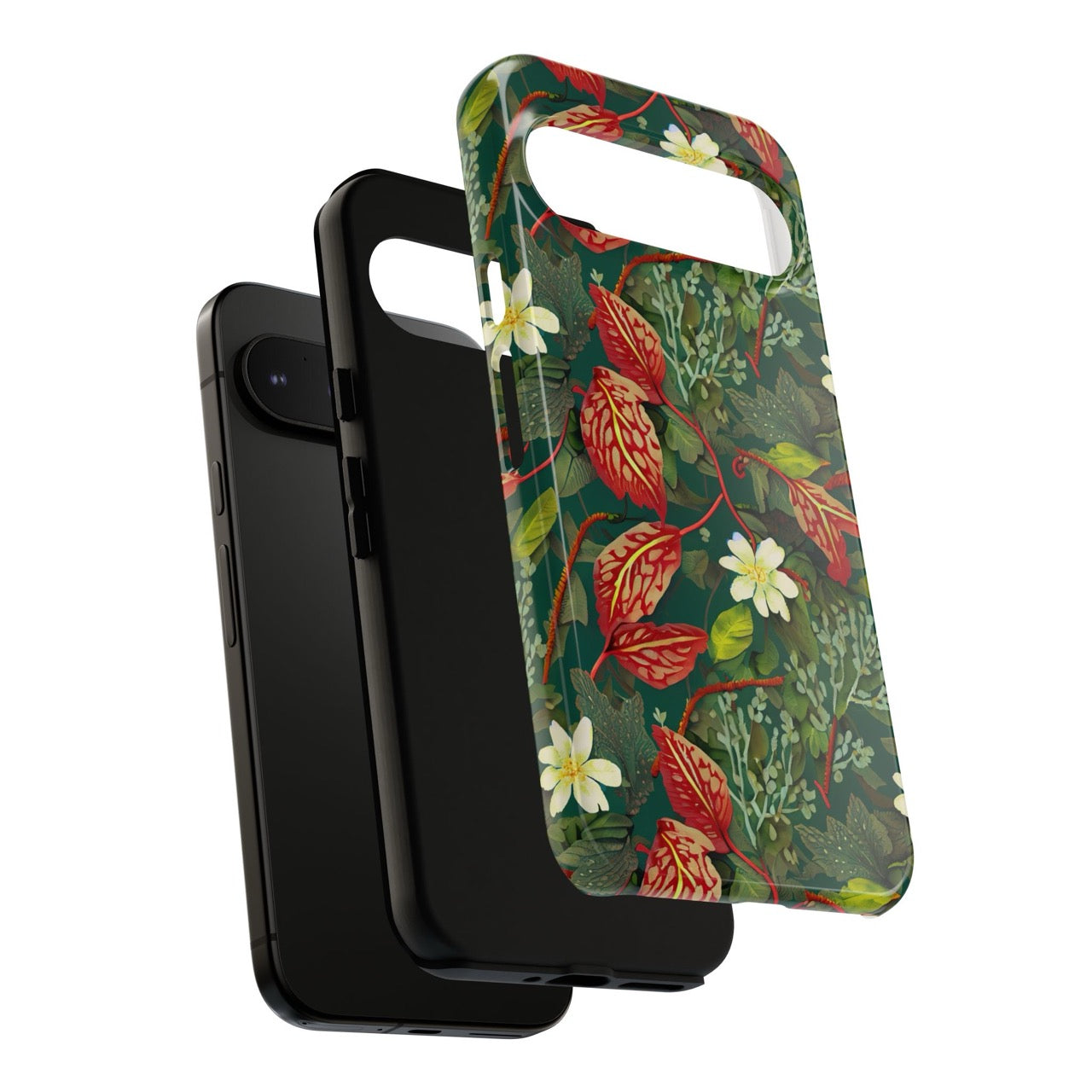Emerald Crimson Garden Google Pixel Tough Case – Bold, Dual-Layer Floral Protection