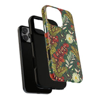 Crimson Flora Symphony iPhone Tough Case – Dual-Layer Floral Protection