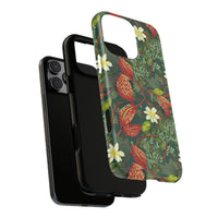 Emerald Crimson Garden iPhone Tough Case – Bold, Dual-Layer Floral Protection