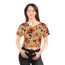 Sunlit Blooms Symphony Crop Tee – Radiant Floral Print Top for Effortless Chic