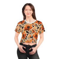 Sunlit Blooms Symphony Crop Tee – Radiant Floral Print Top for Effortless Chic