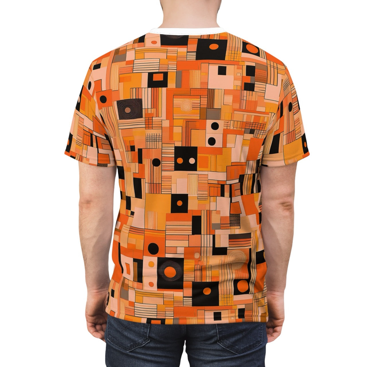 Retro Urban Geometry Men's T-Shirt – Bold Abstract Grid Pattern for a Vintage Modern Look
