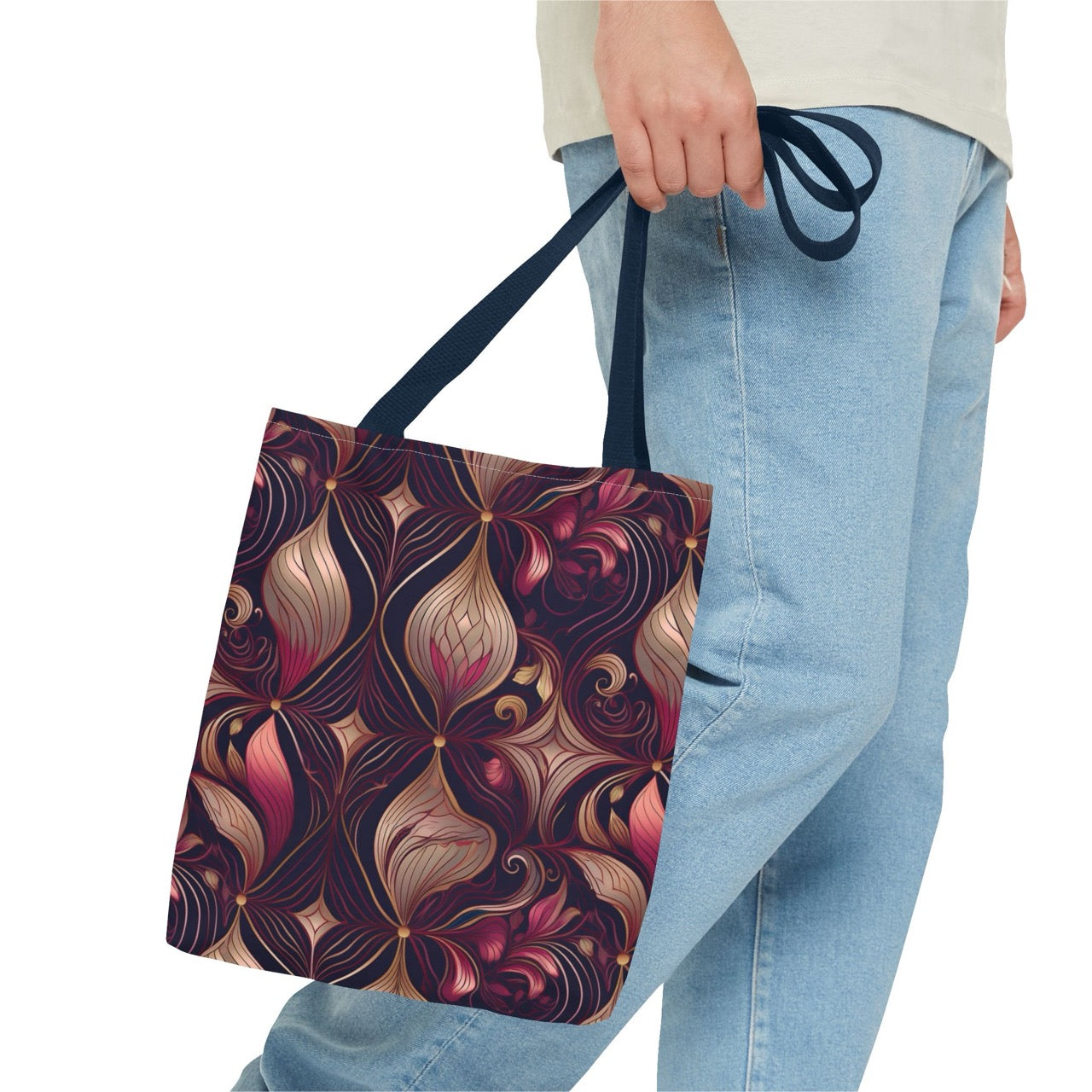 Regal Rose Elegance Tote Bag – Luxe Floral Swirls for a Sophisticated Touch