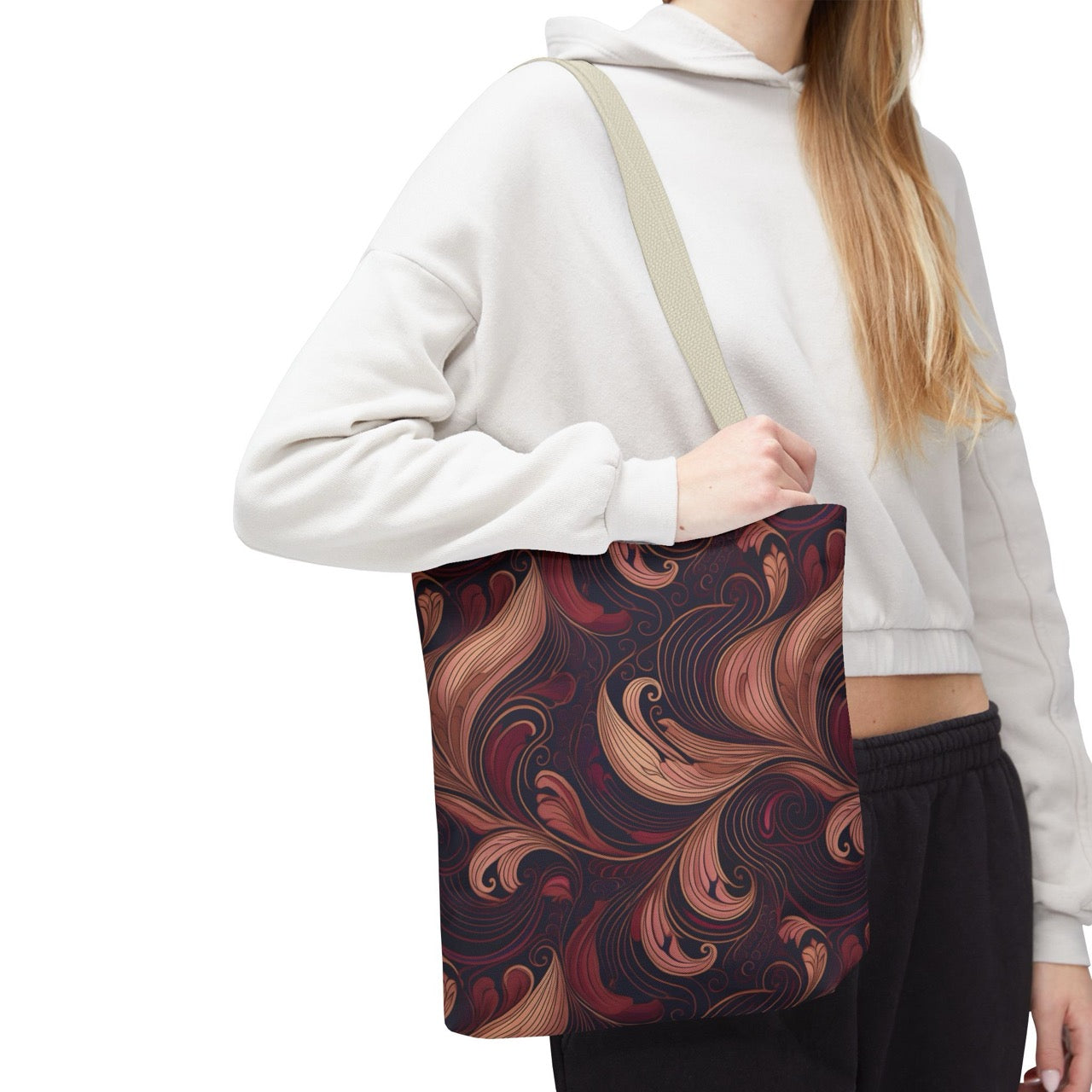 Velvet Flow Harmony Tote Bag – Elegant Swirls for Everyday Sophistication