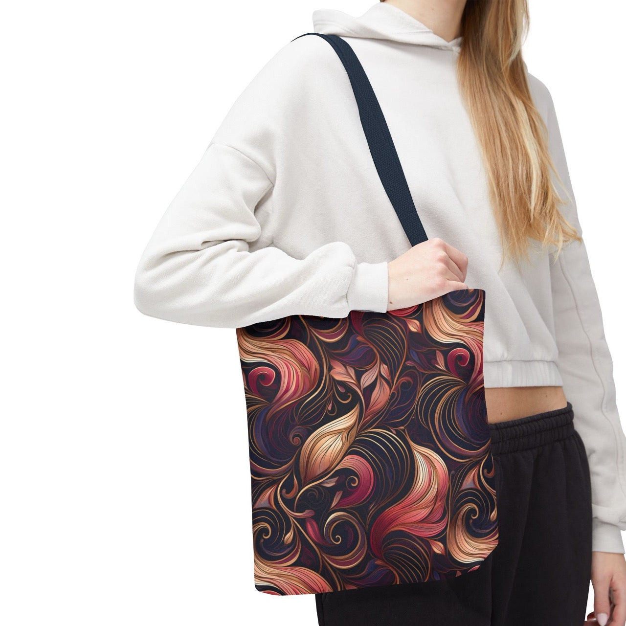 Golden Bloom Symphony Tote Bag – Elegant Swirls of Luxury and Style
