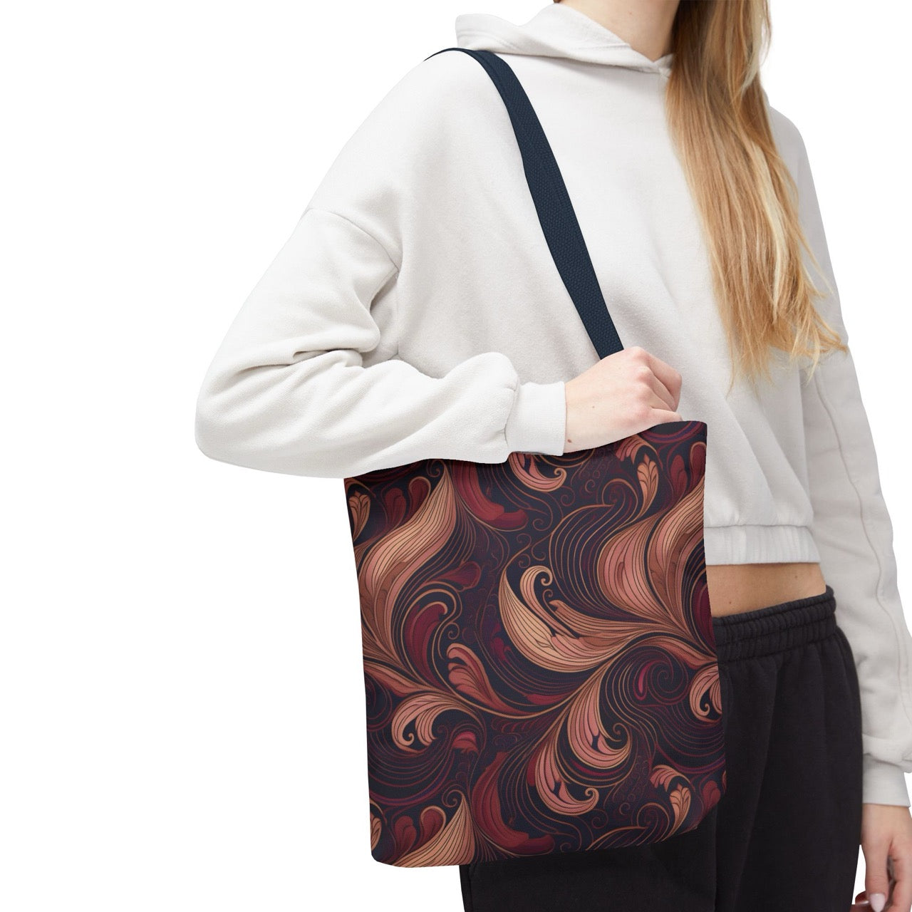Velvet Flow Harmony Tote Bag – Elegant Swirls for Everyday Sophistication
