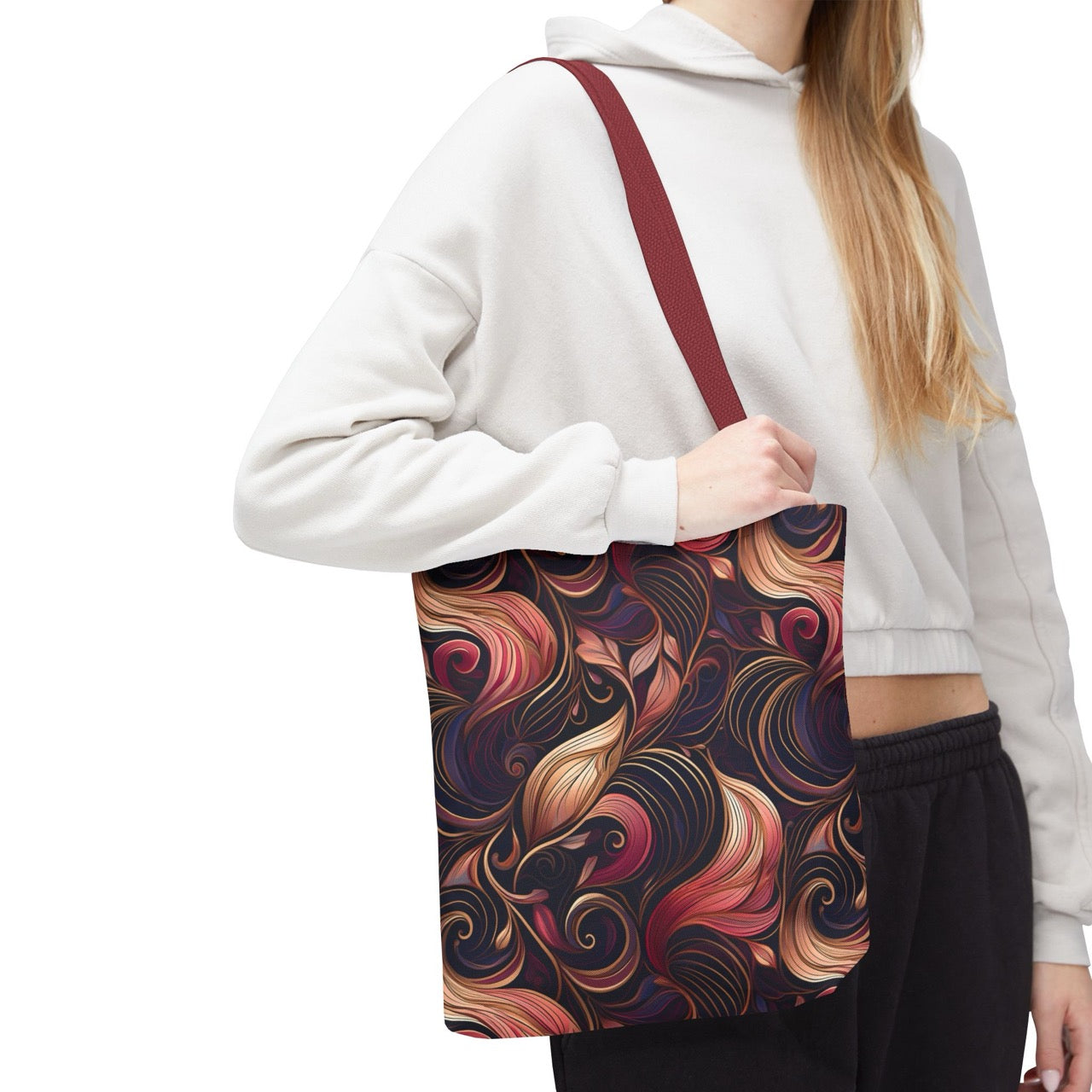 Golden Bloom Symphony Tote Bag – Elegant Swirls of Luxury and Style