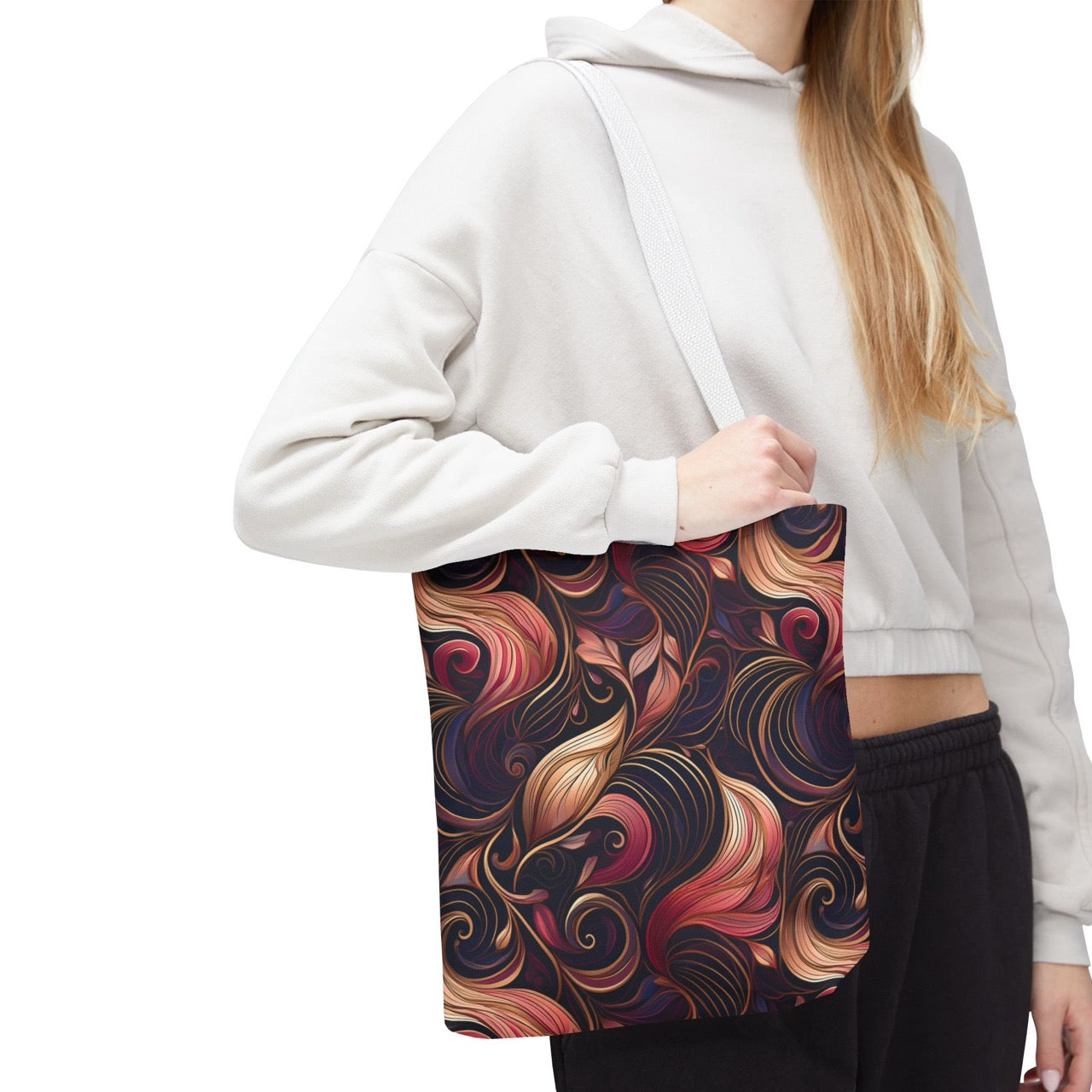 Golden Bloom Symphony Tote Bag – Elegant Swirls of Luxury and Style