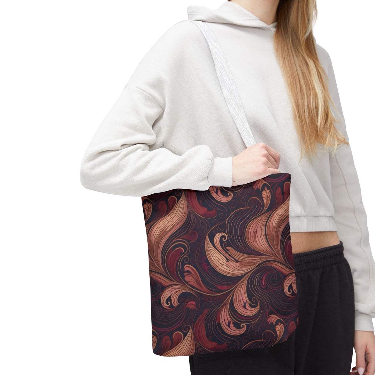 Velvet Flow Harmony Tote Bag – Elegant Swirls for Everyday Sophistication