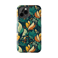Vibrant Harmony Leaves iPhone Tough Phone Cases – Superior Protection, Shock Dispersion & Wireless Charging Compatible