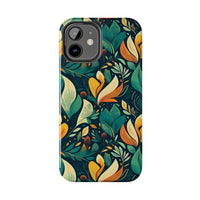 Vibrant Harmony Leaves iPhone Tough Phone Cases – Superior Protection, Shock Dispersion & Wireless Charging Compatible