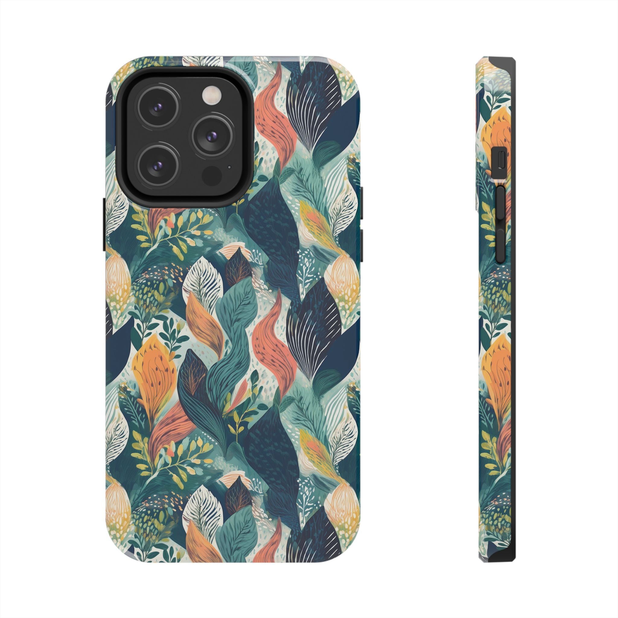 Tropical Twilight Elegance iPhone Tough Phone Cases – Superior Protection, Shock Dispersion & Wireless Charging Compatible